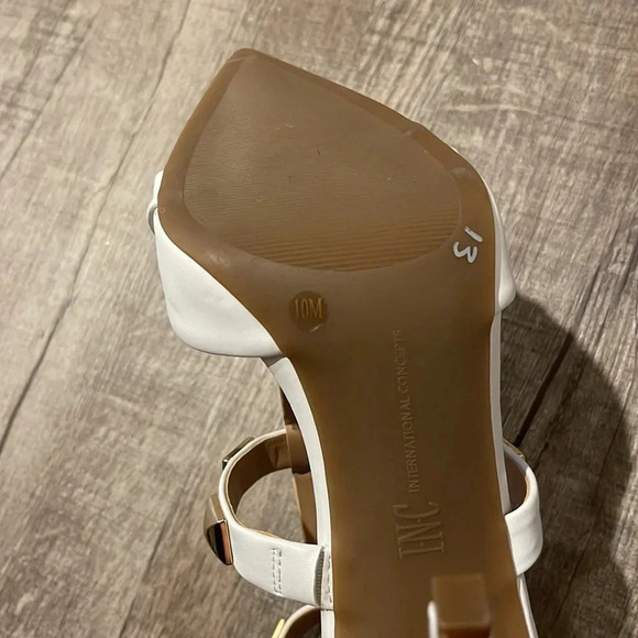 INC - White - Studded Goring Ankle Strap Syndia Pointed Toe Stilettos - Size 10M - Picture 9 of 10